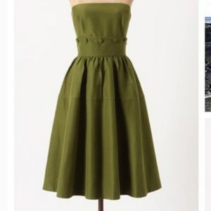 Anthropologie Maeve Olive Green Dress Sz 12